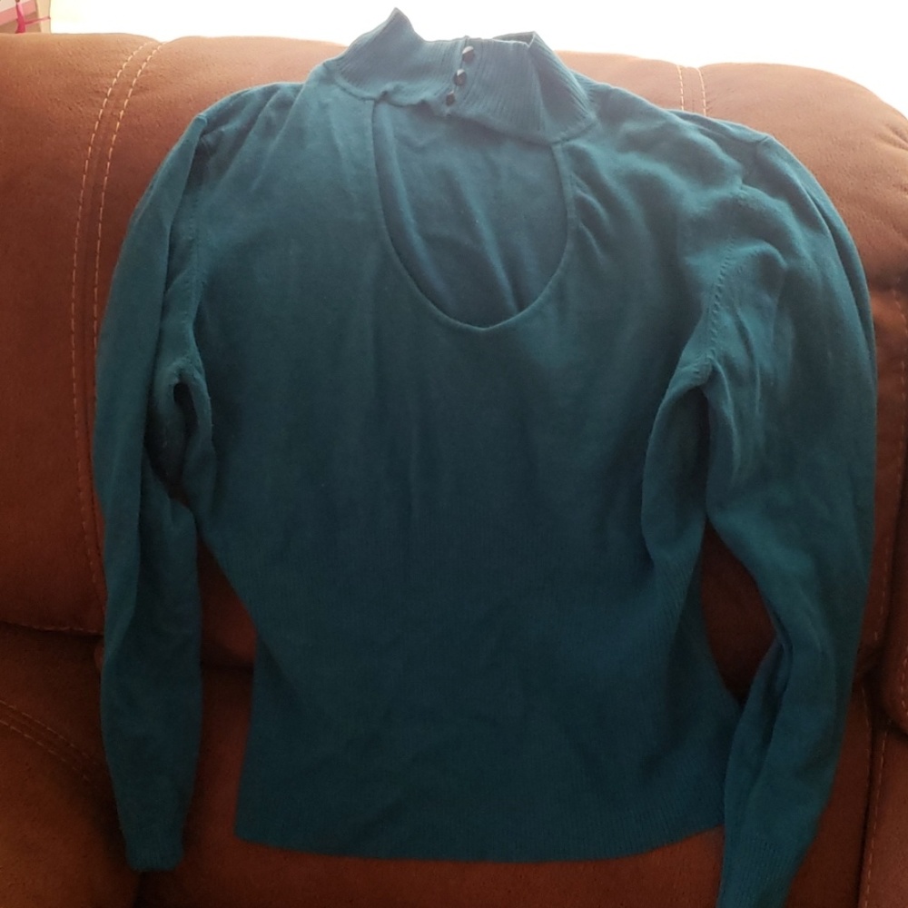 Bison Bisou turtle neck fitted Teal Sweater